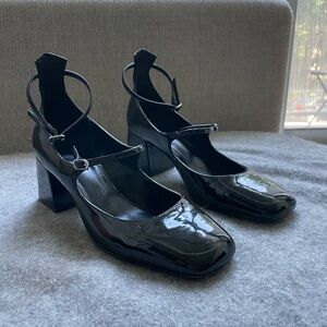 Mango Patent Black Heels